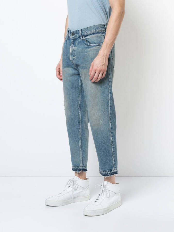 John Elliott cropped distressed effect jeans Blauw