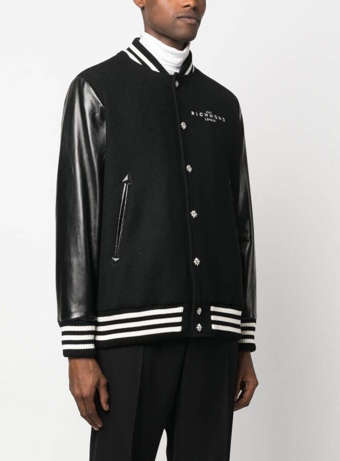 John Richmond Honkbaljack met logo afwerking Zwart