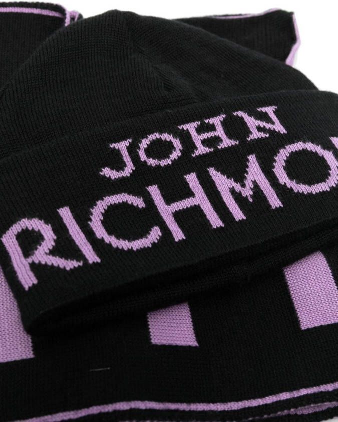 John Richmond Junior Intarsia muts en sjaal Zwart
