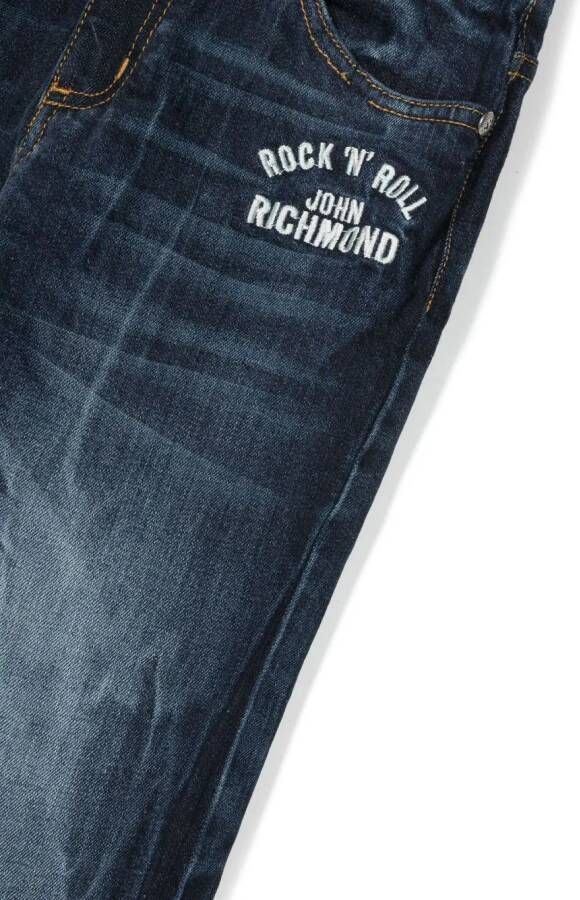 John Richmond Junior Jeans met geborduurd logo Blauw