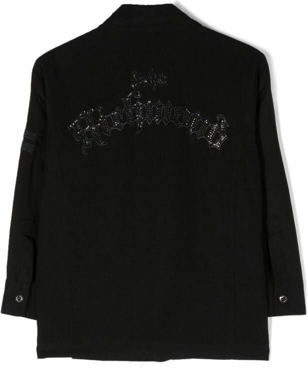 John Richmond Junior Shirt verfraaid met stras Zwart