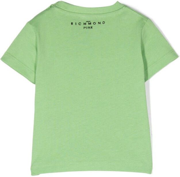 John Richmond Junior T-shirt met logoprint Groen