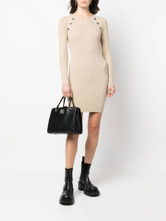 John Richmond Jurk verfraaid met knoop Beige