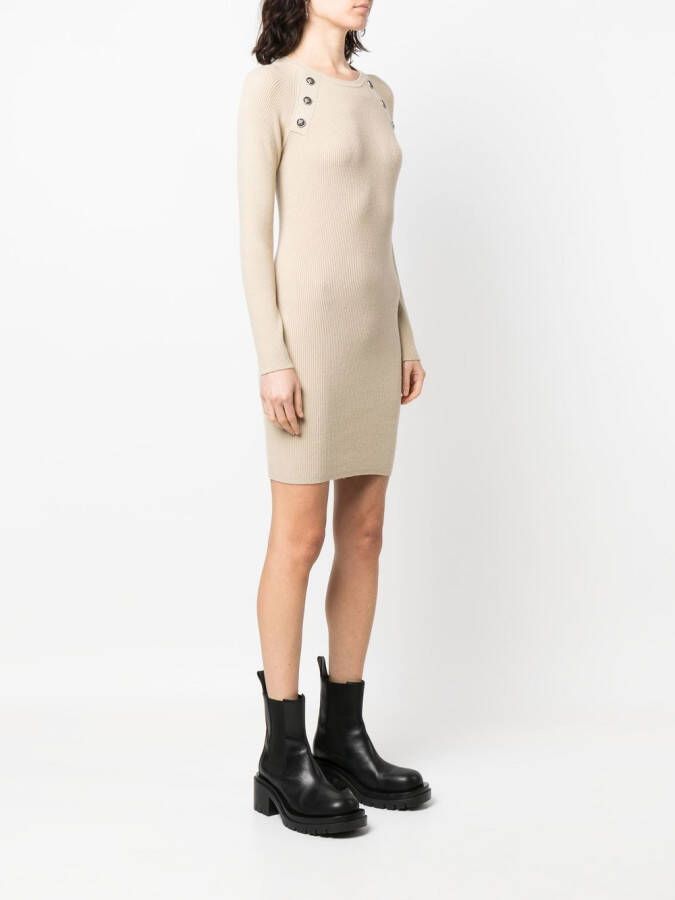 John Richmond Jurk verfraaid met knoop Beige