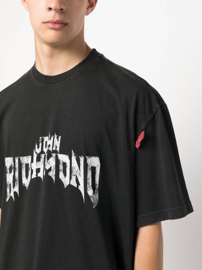 John Richmond T-shirt met logoprint Grijs