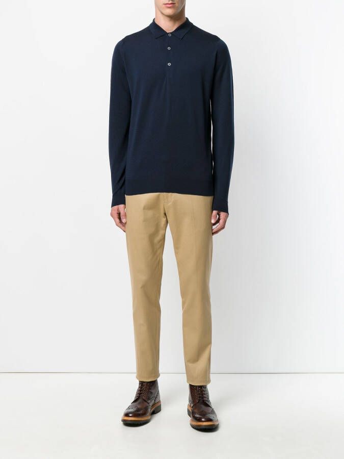 John Smedley Belper knitted polo shirt Blauw
