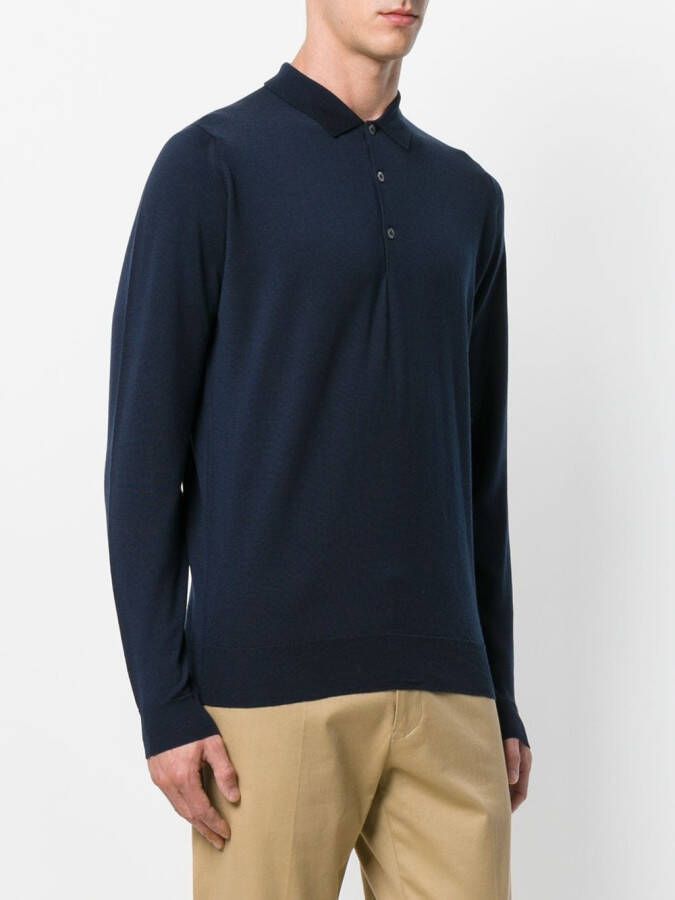 John Smedley Belper knitted polo shirt Blauw