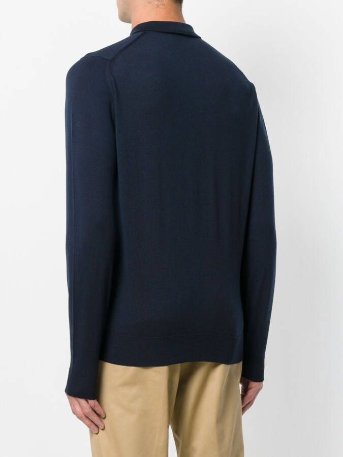 John Smedley Belper knitted polo shirt Blauw