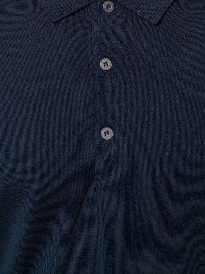John Smedley Belper knitted polo shirt Blauw