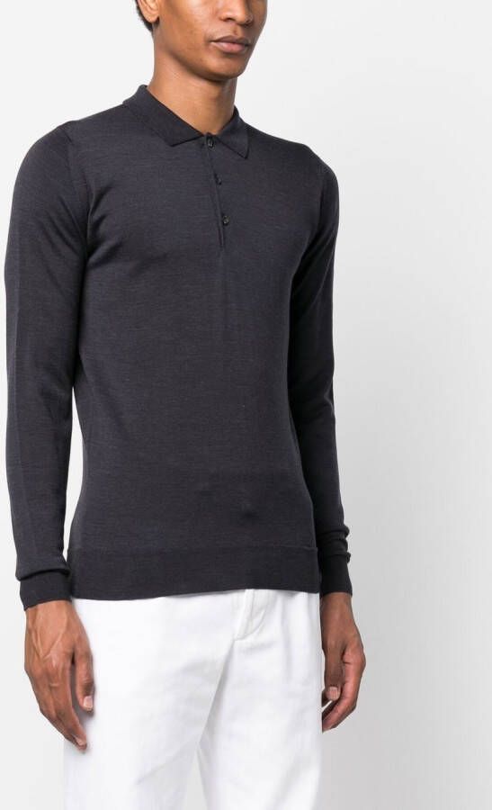 John Smedley Poloshirt met lange mouwen Grijs