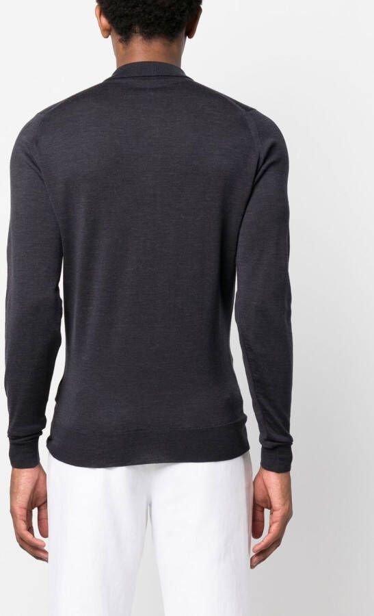 John Smedley Poloshirt met lange mouwen Grijs