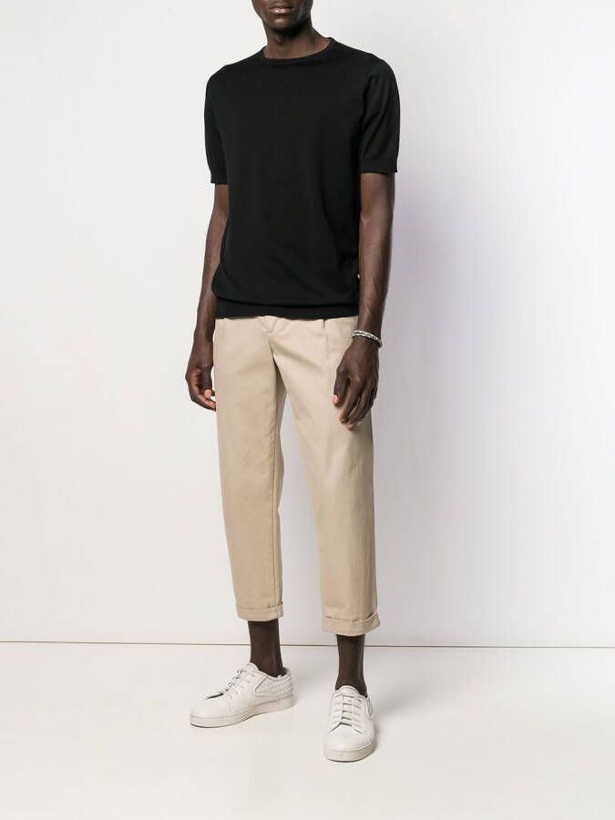 John Smedley Katoenen T-shirt Zwart