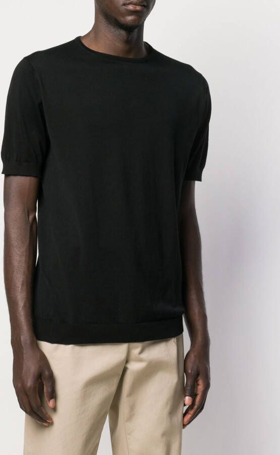 John Smedley Katoenen T-shirt Zwart