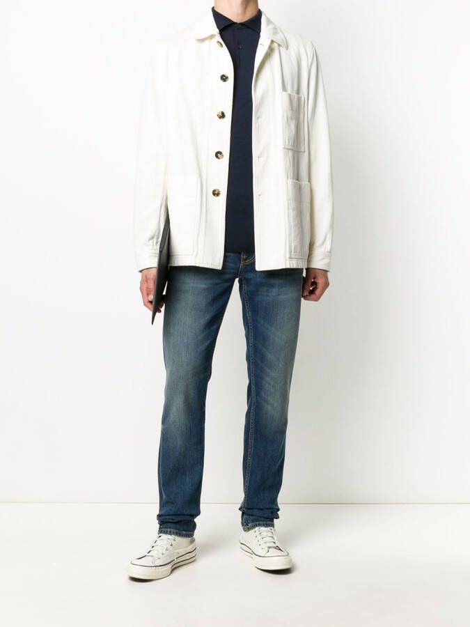 John Smedley Fijngebreid poloshirt Blauw