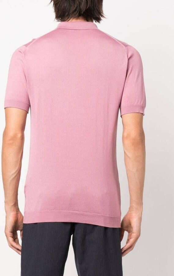 John Smedley Fijngebreid poloshirt Roze