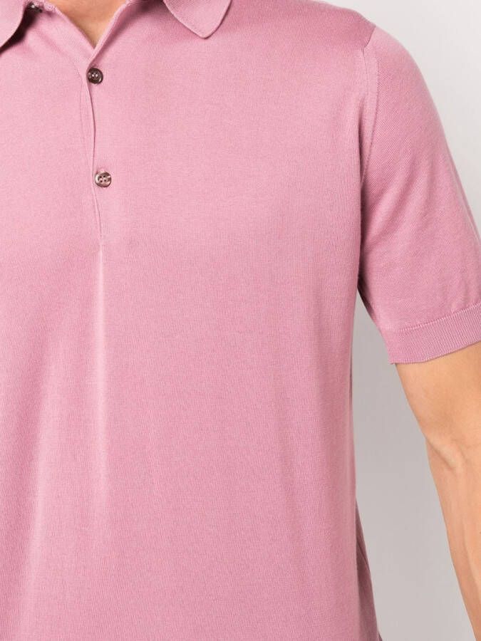 John Smedley Fijngebreid poloshirt Roze