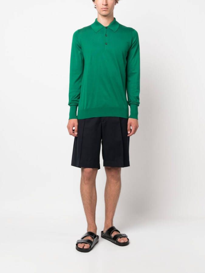 John Smedley Finchley poloshirt met lange mouwen Groen