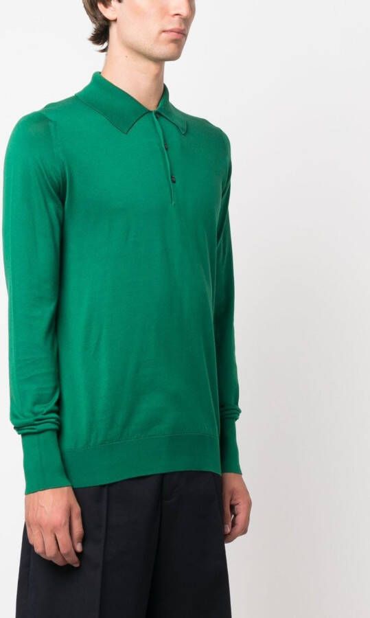 John Smedley Finchley poloshirt met lange mouwen Groen