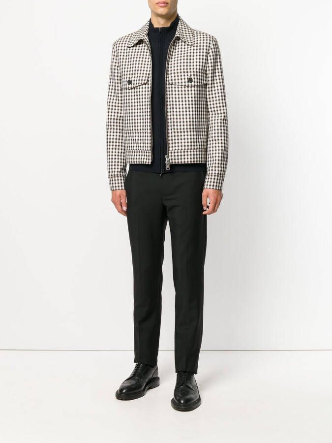 John Smedley high neck zipped cardigan Blauw