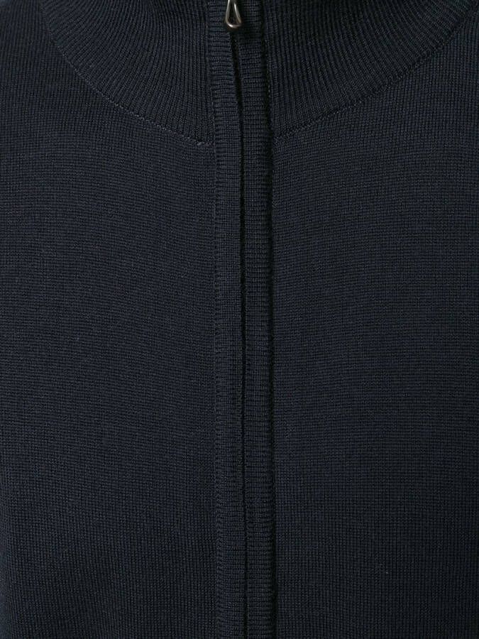 John Smedley high neck zipped cardigan Blauw