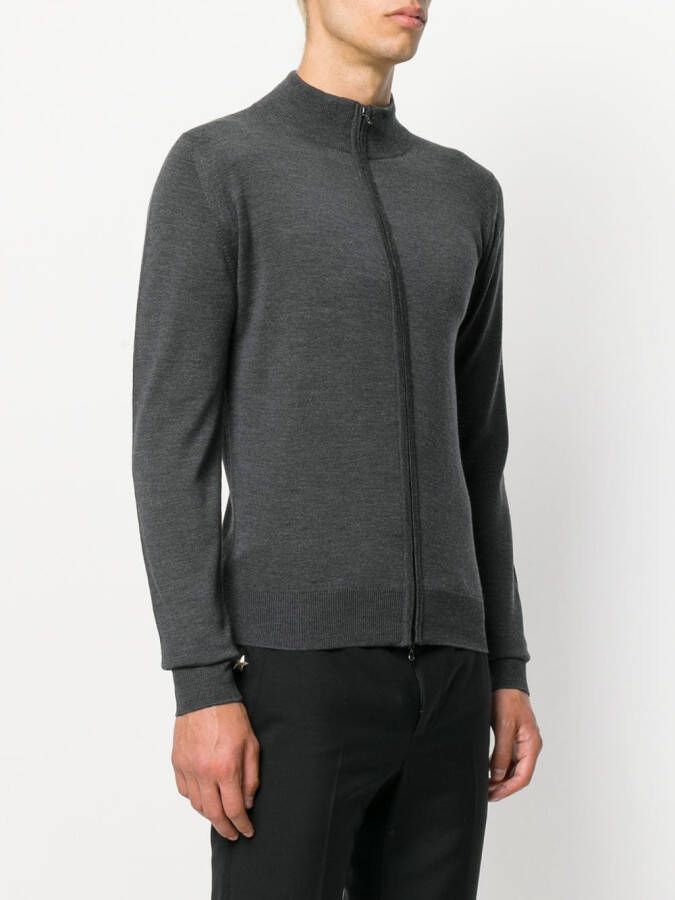 John Smedley high neck zipped cardigan Grijs