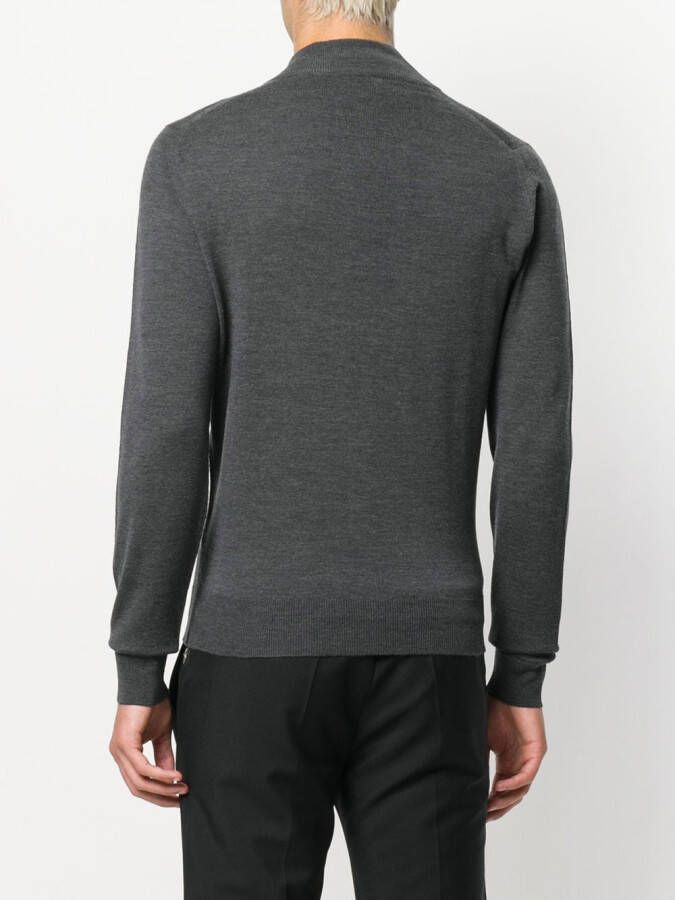 John Smedley high neck zipped cardigan Grijs