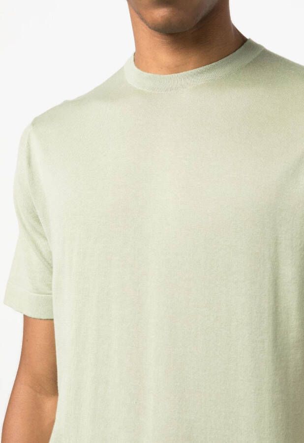 John Smedley Katoenen T-shirt met ronde hals Groen