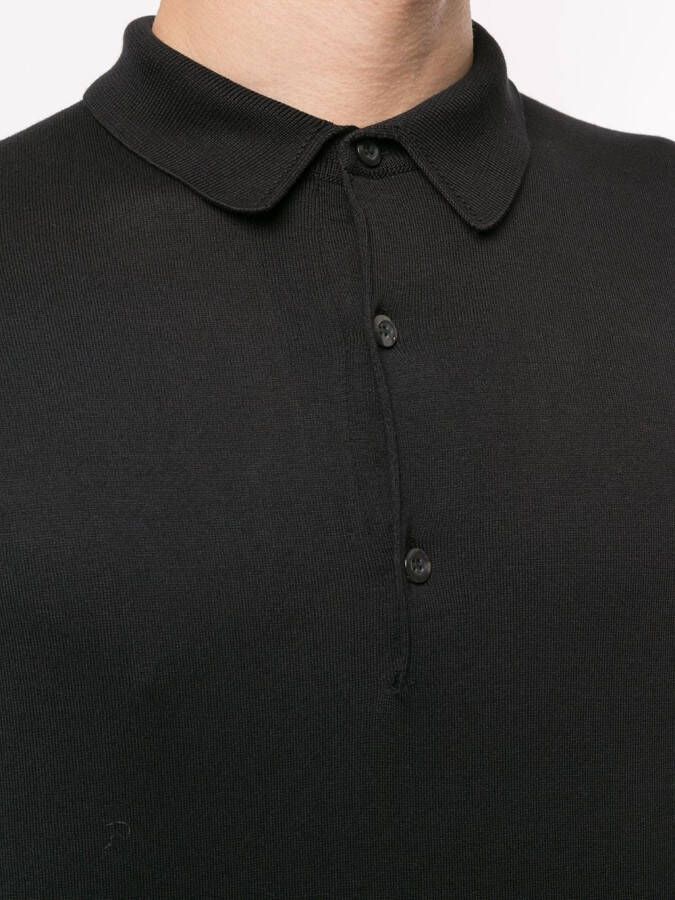 John Smedley Poloshirt met lange mouwen Zwart