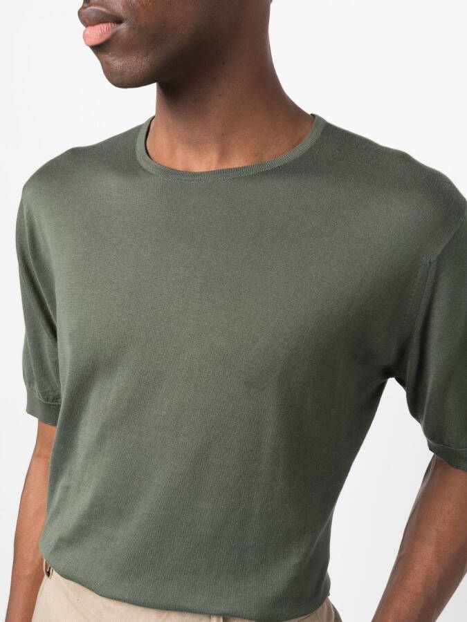 John Smedley T-shirt met ronde hals Groen