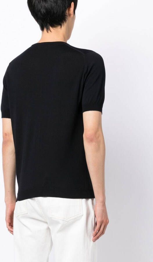 John Smedley T-shirt van wolmix Zwart