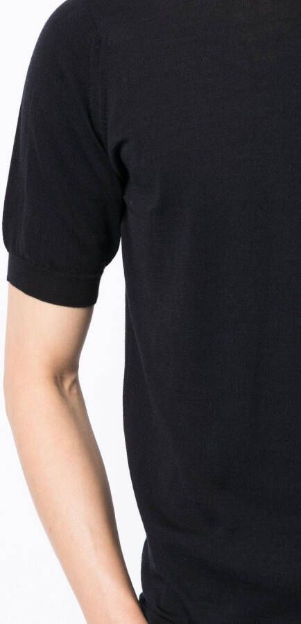 John Smedley T-shirt van wolmix Zwart