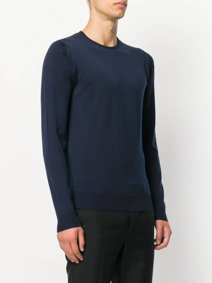 John Smedley trui met aansluitende halsopening Blauw