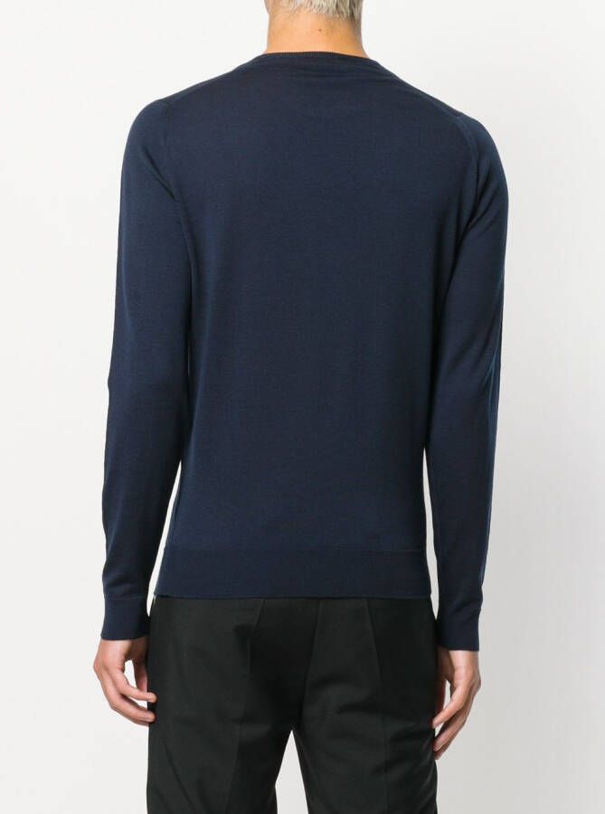 John Smedley trui met aansluitende halsopening Blauw