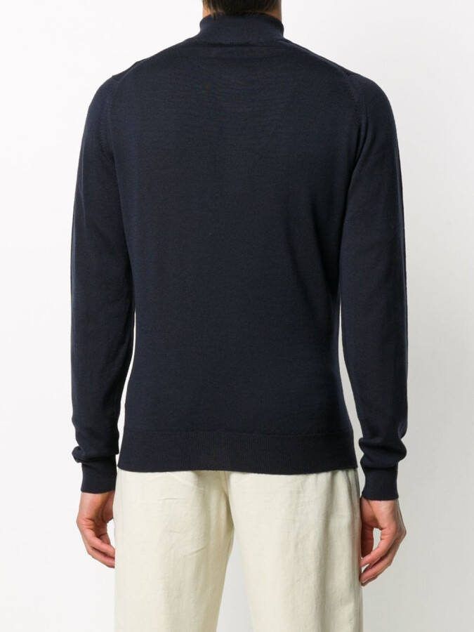 John Smedley Trui met halve rits Blauw