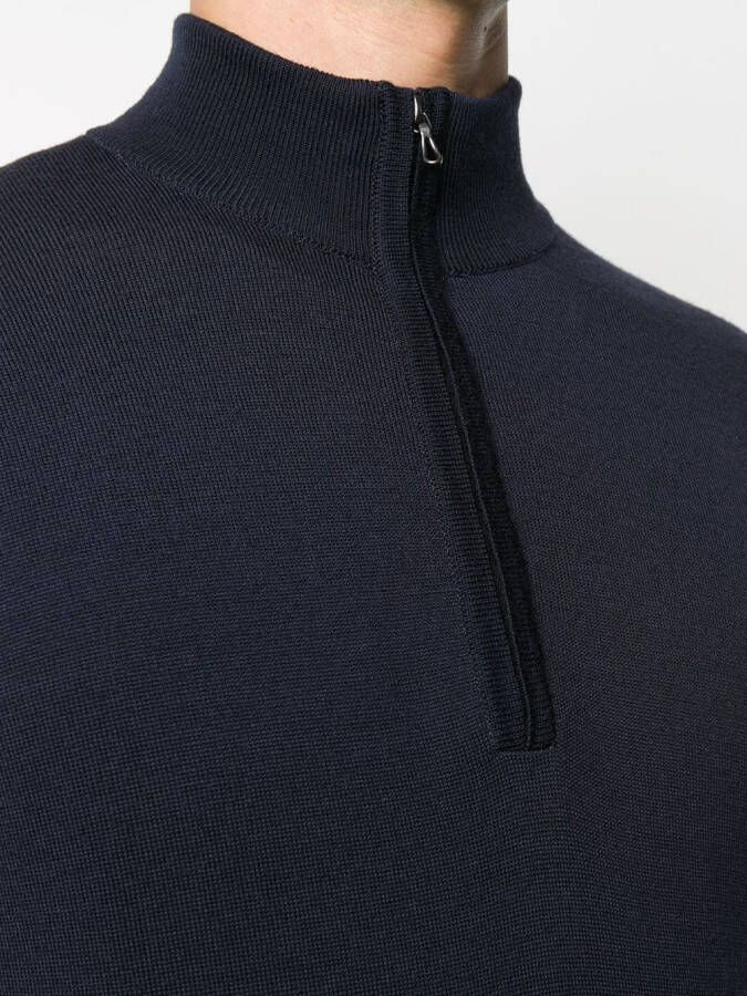 John Smedley Trui met halve rits Blauw