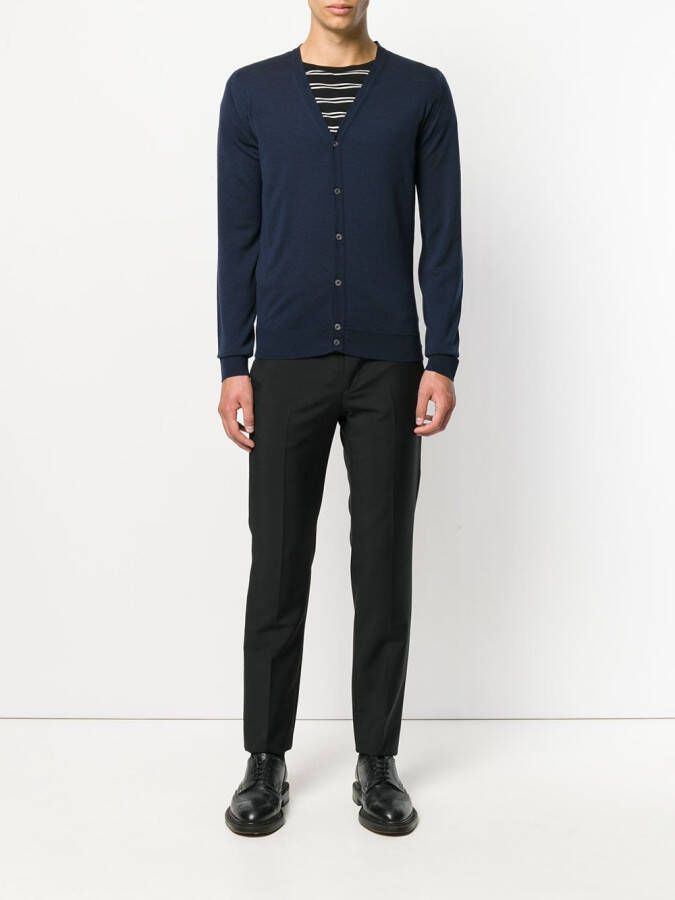 John Smedley vest met V-hals Blauw