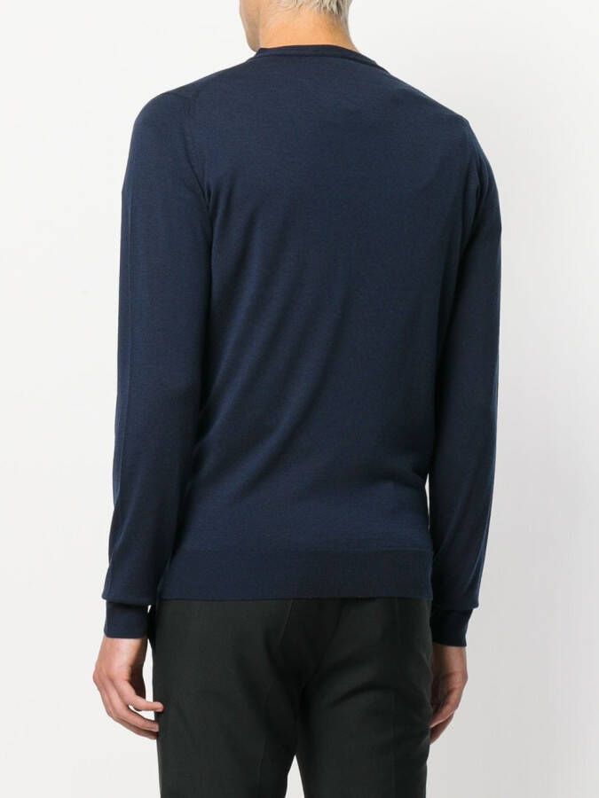 John Smedley vest met V-hals Blauw