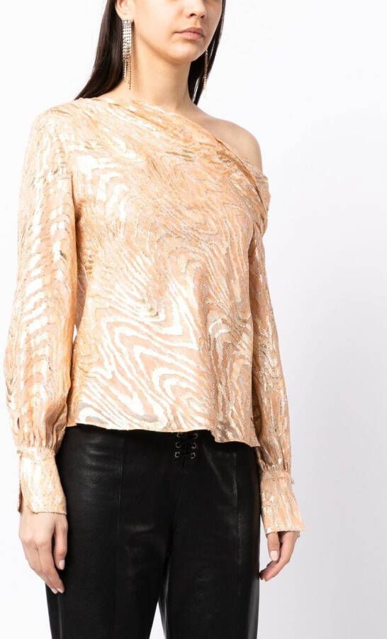 Simkhai Alice Moire blouse met abstracte print Oranje