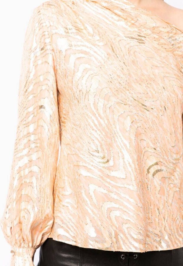 Simkhai Alice Moire blouse met abstracte print Oranje
