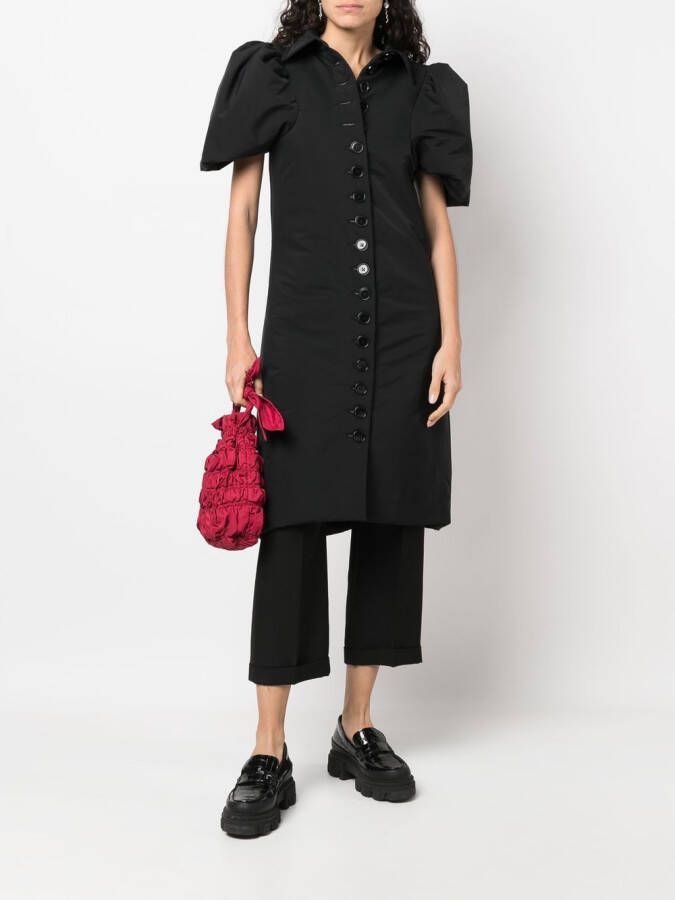 Jordan Dalah Studio Midi-jurk met pofmouwen Zwart