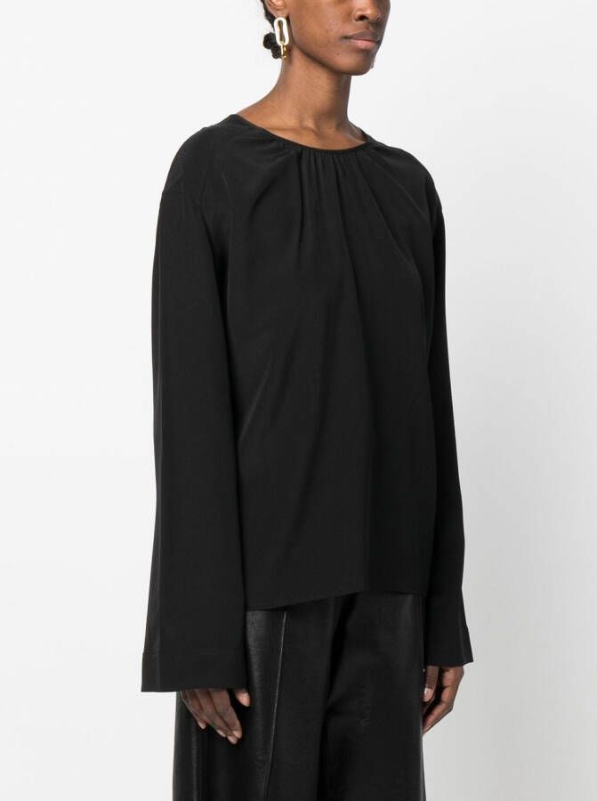 JOSEPH Blouse met gesmockte hals Zwart