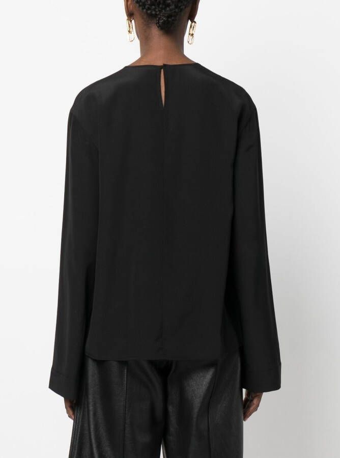 JOSEPH Blouse met gesmockte hals Zwart