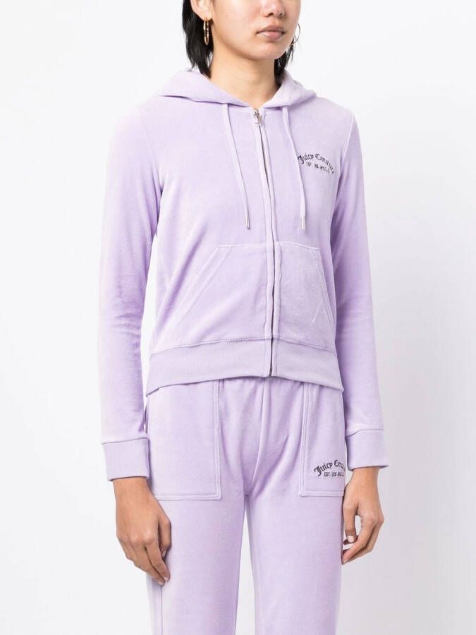 Juicy Couture Robertson fluwelen hoodie met rits Paars