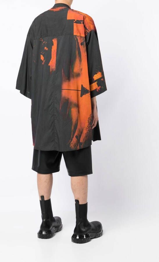Julius Overhemd met tie-dye print Zwart