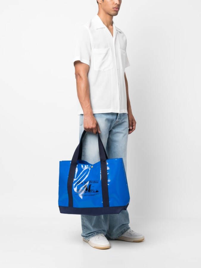 Junya Watanabe MAN Shopper met grafische print Blauw