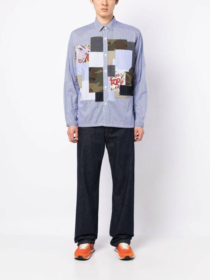 Junya Watanabe MAN Geruit overhemd Blauw