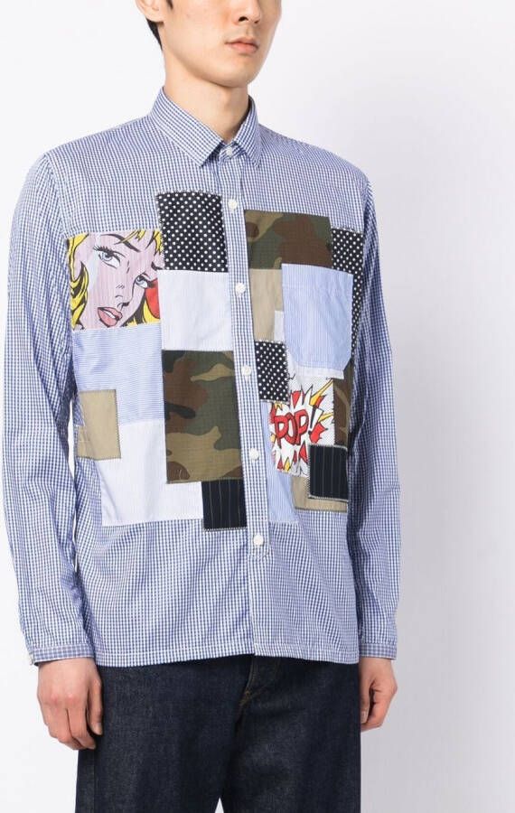 Junya Watanabe MAN Geruit overhemd Blauw