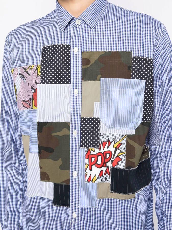Junya Watanabe MAN Geruit overhemd Blauw