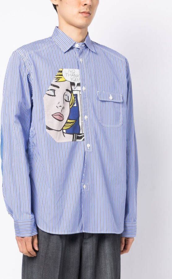 Junya Watanabe MAN Gestreept overhemd Blauw