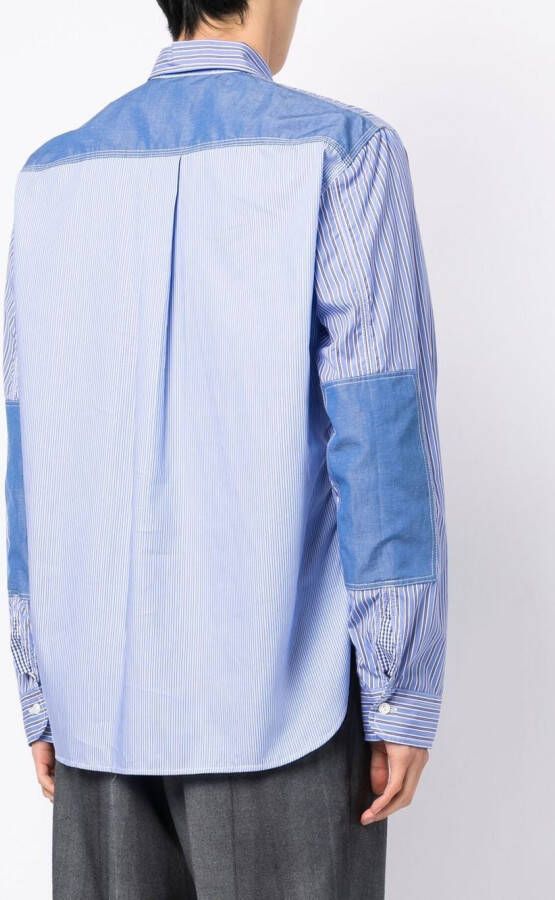 Junya Watanabe MAN Gestreept overhemd Blauw